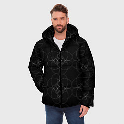 Куртка зимняя мужская Цветочный орнамент белый на черном, цвет: 3D-черный — фото 2