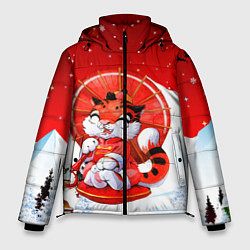 Куртка зимняя мужская Китайский тигр с зонтиком 2022, цвет: 3D-черный