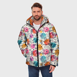 Куртка зимняя мужская LOVE красочные кляксы, цвет: 3D-светло-серый — фото 2