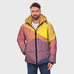 Куртка зимняя мужская Рассвет в горах искусства, цвет: 3D-черный — фото 2