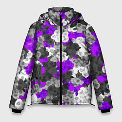 Куртка зимняя мужская Абстрактные фиалочки, цвет: 3D-черный