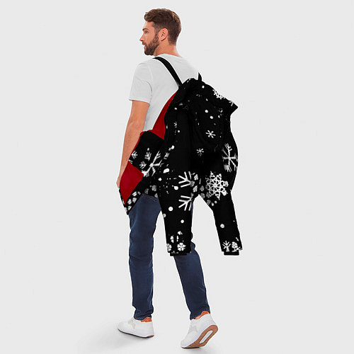 Мужская зимняя куртка Чёрный клевер снежинки / 3D-Красный – фото 5