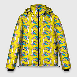 Куртка зимняя мужская Летний узор Забавные бананчики, цвет: 3D-красный