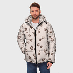 Куртка зимняя мужская Бежевый паттерн лапки, цвет: 3D-светло-серый — фото 2