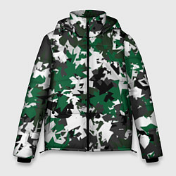 Куртка зимняя мужская Зелено-черный камуфляж, цвет: 3D-красный