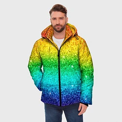 Куртка зимняя мужская Блестки радуга, цвет: 3D-красный — фото 2