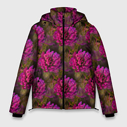 Куртка зимняя мужская Полевые цветы паттерн, цвет: 3D-красный