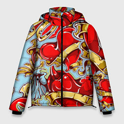 Куртка зимняя мужская Сердца влюбленных, цвет: 3D-черный