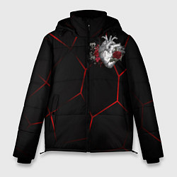 Куртка зимняя мужская Настоящее сердце в цветах, цвет: 3D-красный