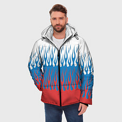Куртка зимняя мужская Флаг России пламя, цвет: 3D-светло-серый — фото 2