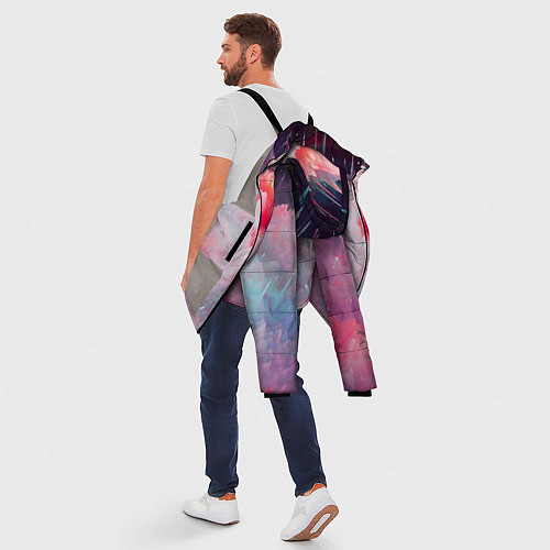 Мужская зимняя куртка Абстрактный яркий космос / 3D-Светло-серый – фото 5