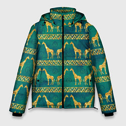 Куртка зимняя мужская Золотые жирафы паттерн, цвет: 3D-светло-серый