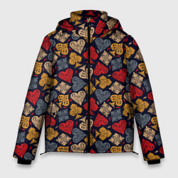 Куртка зимняя мужская Карточные Масти Cards, цвет: 3D-черный