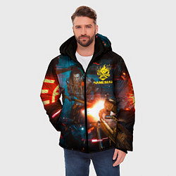 Куртка зимняя мужская Cyberpunk 2077 Night city, цвет: 3D-светло-серый — фото 2