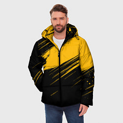 Куртка зимняя мужская Black and yellow grunge, цвет: 3D-черный — фото 2