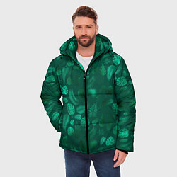 Куртка зимняя мужская Яркие зеленые листья, цвет: 3D-светло-серый — фото 2