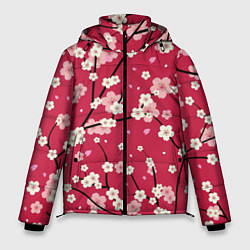 Куртка зимняя мужская Цветы на ветках, цвет: 3D-красный