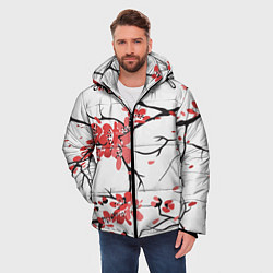 Куртка зимняя мужская Распустившиеся цветы, цвет: 3D-красный — фото 2
