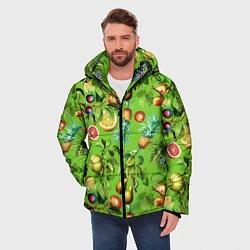 Куртка зимняя мужская Сочные фрукты паттерн, цвет: 3D-светло-серый — фото 2