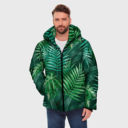 Куртка зимняя мужская Tropical plants pattern, цвет: 3D-черный — фото 2