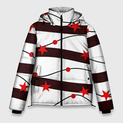 Куртка зимняя мужская Красные Звезды На Волнах, цвет: 3D-черный