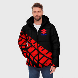 Куртка зимняя мужская SUZUKI следы шин, цвет: 3D-черный — фото 2
