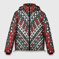 Куртка зимняя мужская Узор абстракция Рисунок от руки в стиле дудл Красн, цвет: 3D-красный