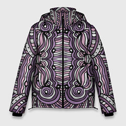 Куртка зимняя мужская Абстракция Разноцветный калейдоскоп Фиолетовый, че, цвет: 3D-светло-серый
