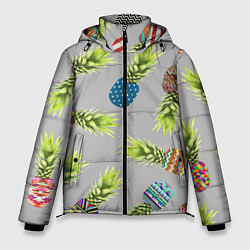 Куртка зимняя мужская Узорные ананасы, цвет: 3D-черный