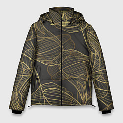 Куртка зимняя мужская Цветы, линии, узоры, цвет: 3D-светло-серый