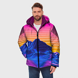 Куртка зимняя мужская РЕТРО НЕОН CYBERPUNK, цвет: 3D-черный — фото 2