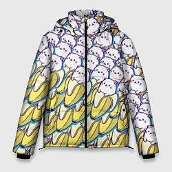 Куртка зимняя мужская Котики и бананы Паттерн Лето, цвет: 3D-черный