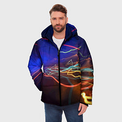Куртка зимняя мужская Neon vanguard pattern Lightning Fashion 2023, цвет: 3D-светло-серый — фото 2