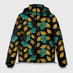 Куртка зимняя мужская Золотые и зеленые листья, цвет: 3D-черный