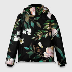 Куртка зимняя мужская Цветы Полуночный Сад, цвет: 3D-светло-серый
