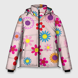 Куртка зимняя мужская Мультяшные цветочки, цвет: 3D-светло-серый