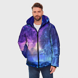 Куртка зимняя мужская Фантастический пейзаж Водопад Неон, цвет: 3D-красный — фото 2
