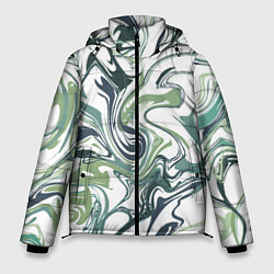 Куртка зимняя мужская Зеленый мрамор Абстрактный узор с прожилками и раз, цвет: 3D-светло-серый