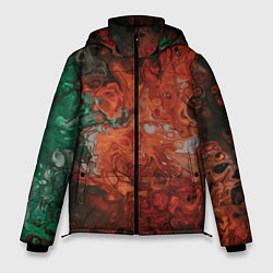 Куртка зимняя мужская Размытые краски цветная абстракция, цвет: 3D-красный