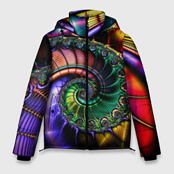 Куртка зимняя мужская Красочная фрактальная спираль Colorful fractal spi, цвет: 3D-светло-серый