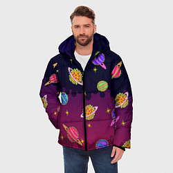Куртка зимняя мужская Pizza in Space, цвет: 3D-светло-серый — фото 2