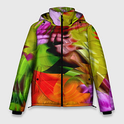 Куртка зимняя мужская Разноцветная абстрактная композиция Лето Multi-col, цвет: 3D-красный