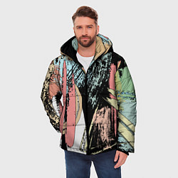 Куртка зимняя мужская Абстрактные мазки цветной краской abstraction, цвет: 3D-черный — фото 2