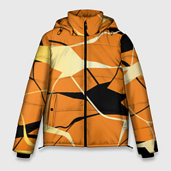 Куртка зимняя мужская Абстрактные полосы на оранжевом фоне, цвет: 3D-красный