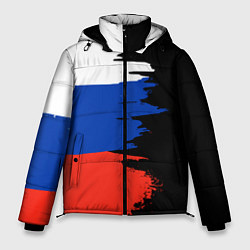 Куртка зимняя мужская Российский триколор на темном фоне, цвет: 3D-черный