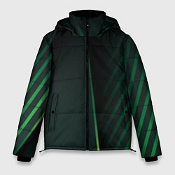 Куртка зимняя мужская Зеленые 3D полосы со свечением, цвет: 3D-черный
