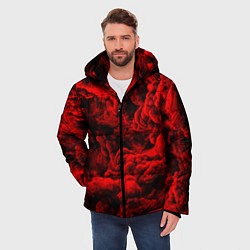 Куртка зимняя мужская Красный дым Red Smoke Красные облака, цвет: 3D-черный — фото 2