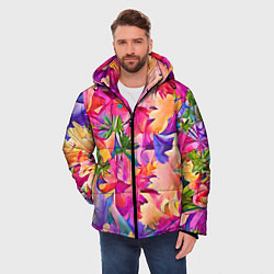 Куртка зимняя мужская Цветочные бутоны, цвет: 3D-черный — фото 2