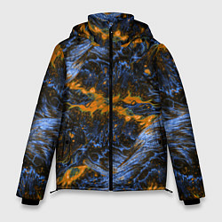 Куртка зимняя мужская Оранжево-Синяя Вулканическая Лава, цвет: 3D-черный