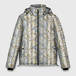 Куртка зимняя мужская Бежевые светлые узоры, цвет: 3D-светло-серый